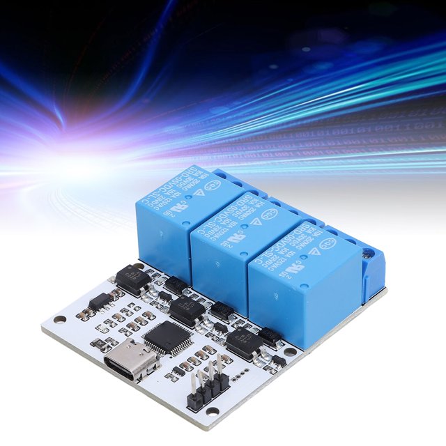 USB Relay Module, 3 Channel GD32F103C8T6 Microcontroller Long Working Life USB To Serial Relay Module for Computer Control