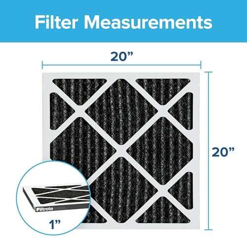 Filtrete 20x20x1 Air Filter, MPR 1200, MERV 11, Allergen Defense Odor Reduction 3-Month Pleated 1-Inch Air Filters, 2 Filters
