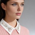 thumbnail image 4 of Cuello falso de camisa con diamantes de imitación y perlas de imitación, desmontable, ajustable, adornado, para medio cuello de camisa, accesorio formal para eventos., 4 of 6