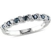 1/4 Carat T.W. Blue and White Diamond 10kt White Gold Swirl Anniversary Ring