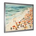 thumbnail image 2 of Designart "Parade of Umbrellas on Beach Day IV" Beach Framed Wall Art Decor - Coastal Blue Beach People Living Room Framed Canvas Art, 2 of 6