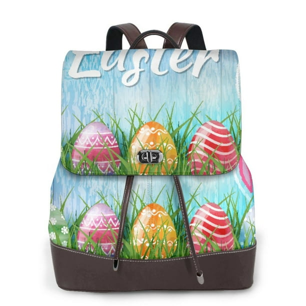Disketp Happy Easter Mochila de Cuero para Mujer, Bolso de Espalda Antirrobo con Estilo para Viaje, Trabajo y Uso Diario