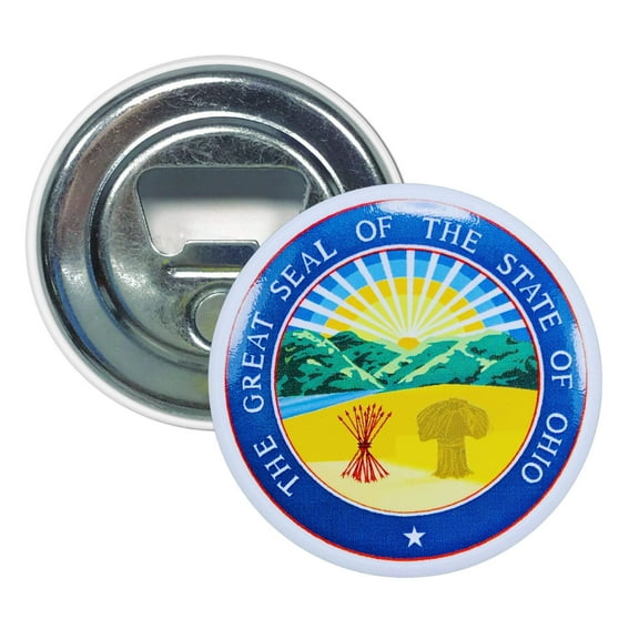Bottle Opener - Magnet - State Seal Ohio - USA | Fridge-Mounted Bar Tool, Travel Souvenir, Collectible Kitchen Accessory