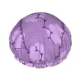 thumbnail image 1 of YFYANG Women's Double Waterproof Shower Cap, Purple Floral Stripes Reusable Hair Cap for All Hair Styles and Head Sizes, 1 of 9