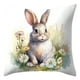 thumbnail image 2 of Cojín de Lino con Estampado de Conejito de Pascua y Flores para La Sala de Estar o El Sofá., 2 of 6
