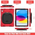 thumbnail image 2 of iPad 10th Generation Case 2022 10.9 inch A2696 A2757 A2777, TECH CIRCLE Heavy Duty Rugged Silicone Case with Swivel Ring Stand/Stable Kickstand/Shoulder Strap/Pencil Holder, Red, 2 of 10