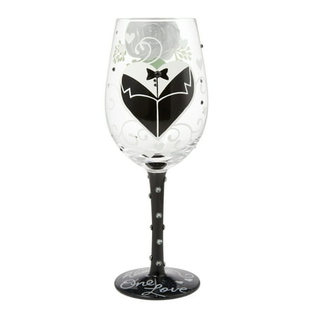 Lolita Two Hearts One Love Groom Wine Glass 9in H