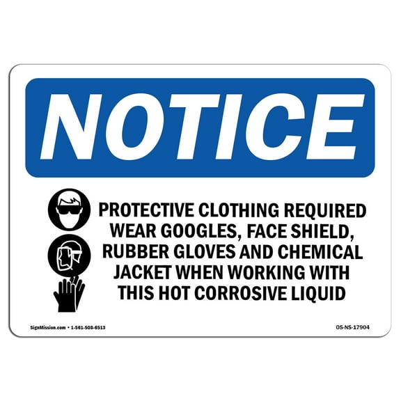 OSHA Notice Sign - Protective Clothing Required Sign With Symbol | Decal | Protect Your Business, Construction Site |  Made in the USA