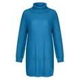 thumbnail image 4 of Ediodpoh Women Fashion Casual Solid Long Sleeve Sweater Dress Turtleneck Sweater Dress Pullover for Winter Blue S, 4 of 6
