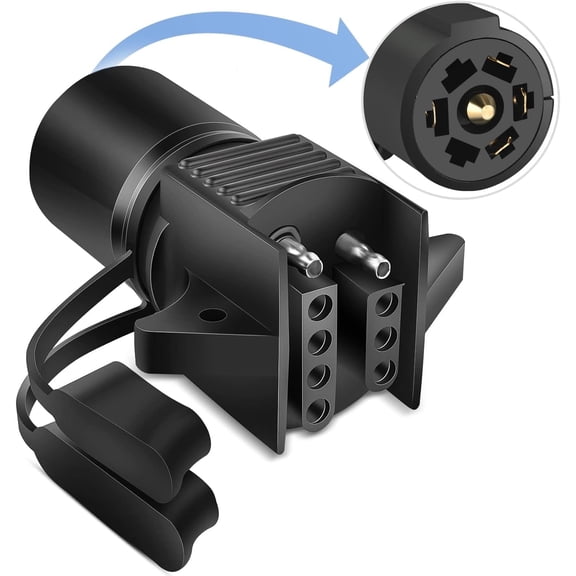 Nilight 7 Pin Round to 4-Way 5-Pin Flat Blade Light Adapter 2 in 1 Plug Trailer Connector for Tow Hitch Car RV Boat Truck