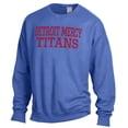thumbnail image 2 of Men's ComfortWash Blue University of Detroit Mercy Titans Stack Garment Dyed Crewneck Pullover Sweatshirt, 2 of 3