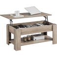 thumbnail image 3 of Fullfurnique Table Basse Relevable avec Compartiment Caché et Étagère Ouverte, Gris, 3 of 8