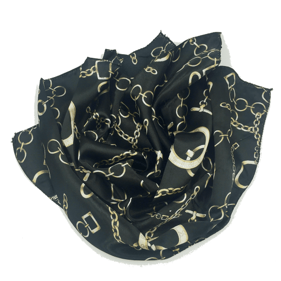 Small Square Satin Women Neck Head Scarf Scarves S2 - Black And White ...