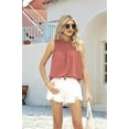 thumbnail image 6 of Womens Ruffle Neck Sleeveless Tank Tops Pink S, 6 of 8