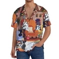 thumbnail image 7 of Lsque Bluey print Men's Cuban Collar Short Sleeve Shirt Summer Beachwear Casual Button Down Fashionable Vacation Leisure Shirt-3X-Large, 7 of 7