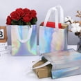 thumbnail image 3 of 10Pcs Iridescent Glossy Gift Bags Medium Size, 8x4x10 Inch Holographic Reusable Gift Bags with Handles & Sturdy Base, Ideal for Birthday, Wedding, 3 of 8