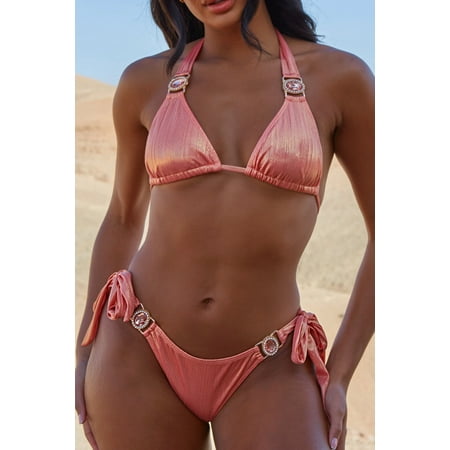 Rose Gold  Tie Side Bikini Bottoms