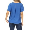 thumbnail image 3 of Women's Casual Solid Round Neck Blouse with Short Sleeves and Keyhole, 3 of 6