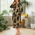 thumbnail image 3 of Xoenoiee Brown Leopard Print Women Zipper Robe Long Sleeve Loungewear Dress Full Length Sleepwear Pockets Housecoat Nightgown Long Bathrobe, Size 4XL, 3 of 7