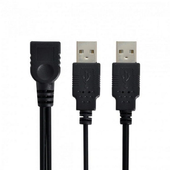 Xiwai Cable USB 2.0 Female A to Dual A Male Extra Power Data Y Extension Cable for 2.5" Mobile Hard Disk
