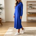 thumbnail image 6 of Sheghy Summer Dresses 2026 Autumn Winter Lapel Half Button Drop Shoulder Relaxed Fit Solid Shirt Dress Blue S, 6 of 6