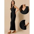 thumbnail image 2 of DARING DIVA Women's V Neck Casual Sleeveless Wide Leg Jumpsuit S Black, 2 of 6
