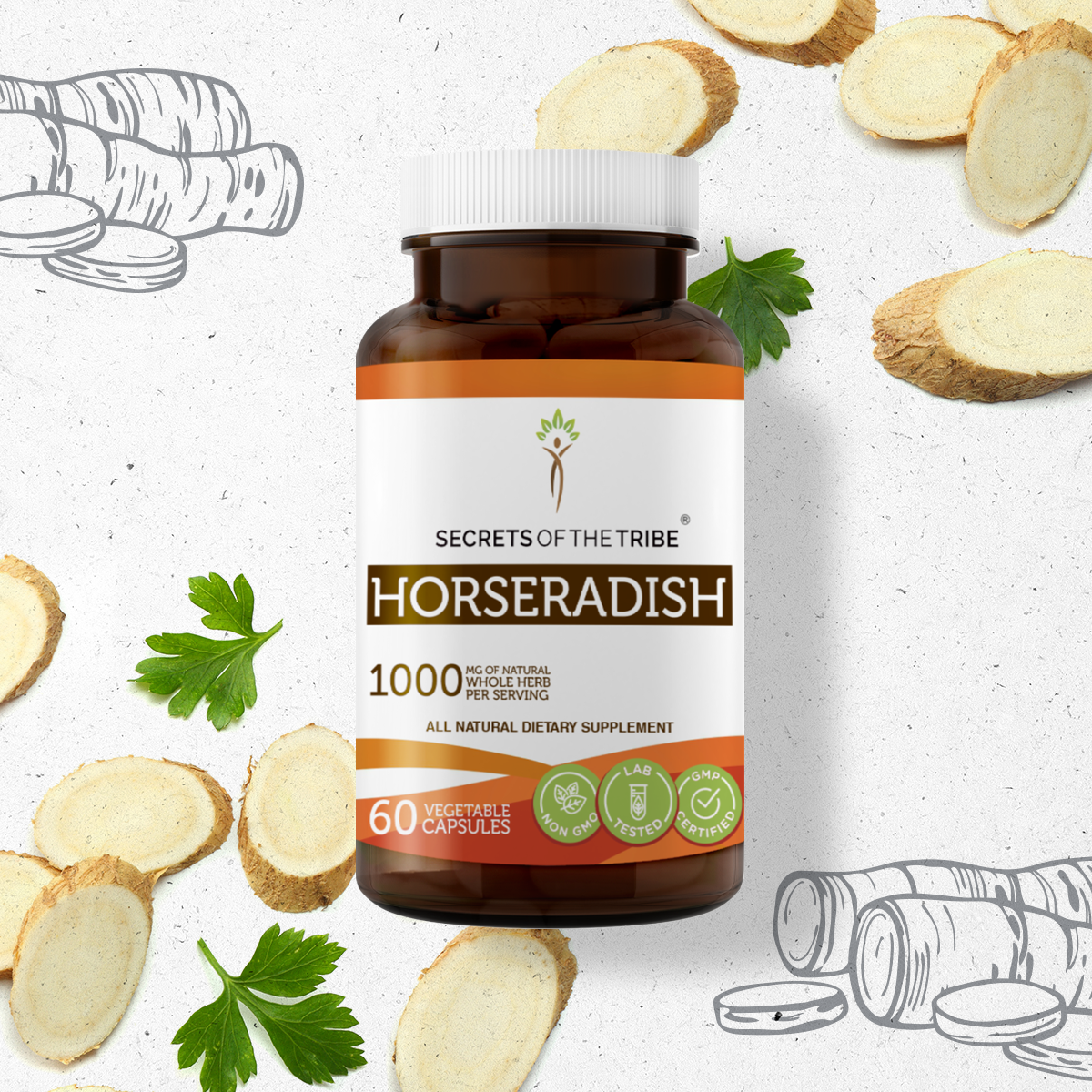 Secrets of the Tribe Horseradish 60 Capsules, 500 mg, Organic