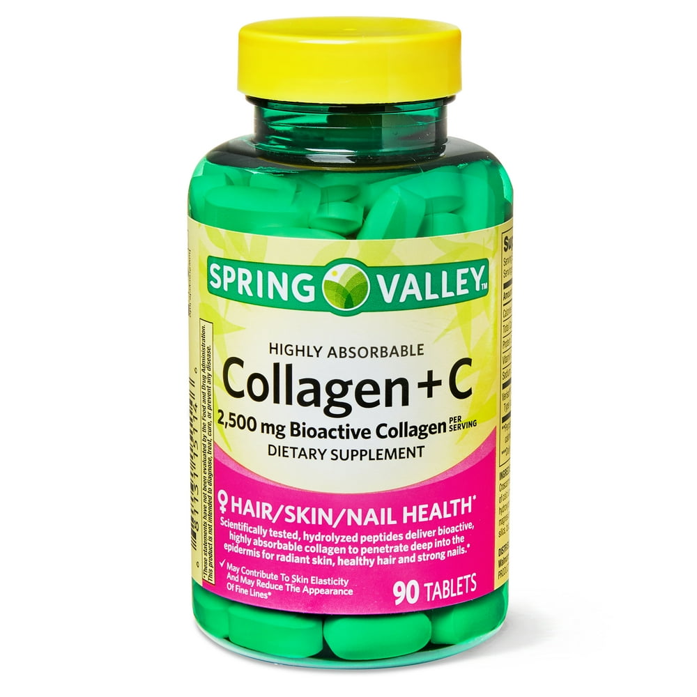 Spring Valley Collagen + C Tablets, 2500 mg, 90 Ct