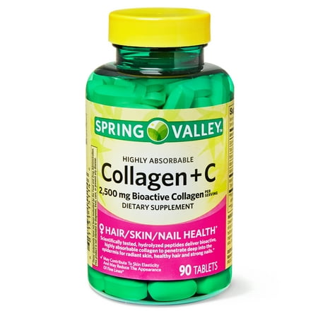 Spring Valley Collagen + Vitamin C Tablets, 2500 mg, 90 (Best Vitamin C Tablets In India)