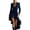 #482-Navy, variant on AUNVITO Women's Bohemian Flounce Hem V-Neck Long Sleeve Dress with High-Low Asymmetrical Hem Soft and Stretchy Fabric Casual and Elegant Style