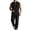 Black, variant on Bpyeka Men's Linen-Look Sleeveless Two-Piece Matching Set, Button Down Collar Shirt & Drawstring Waist Pants, Breathable Casual Outfit, S-3XL