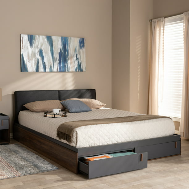 Baxton Studio Rikke Modern And, Wood Queen Platform Bed With Storage