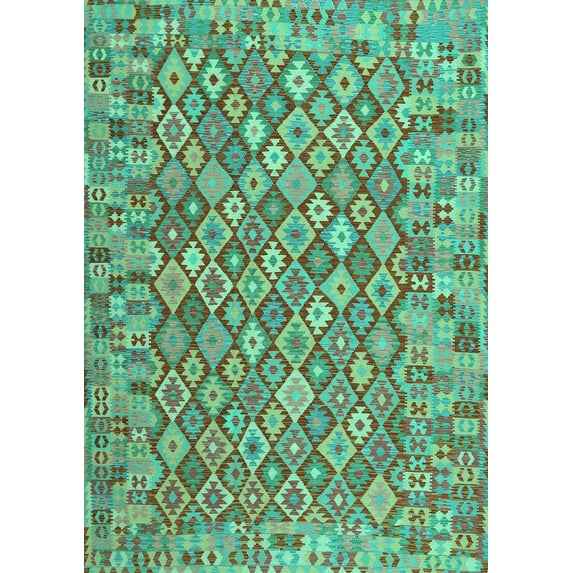 Ahgly Company Indoor Rectangle Southwestern Turquoise Blue Country Area Rugs, 4' x 6'