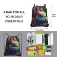 thumbnail image 3 of Sigee Colorful Patterned Rabbit for Drawstring Zipper Backpack ,Waterproof, Durable, Lightweight Gym Bag for Sports, 3 of 5