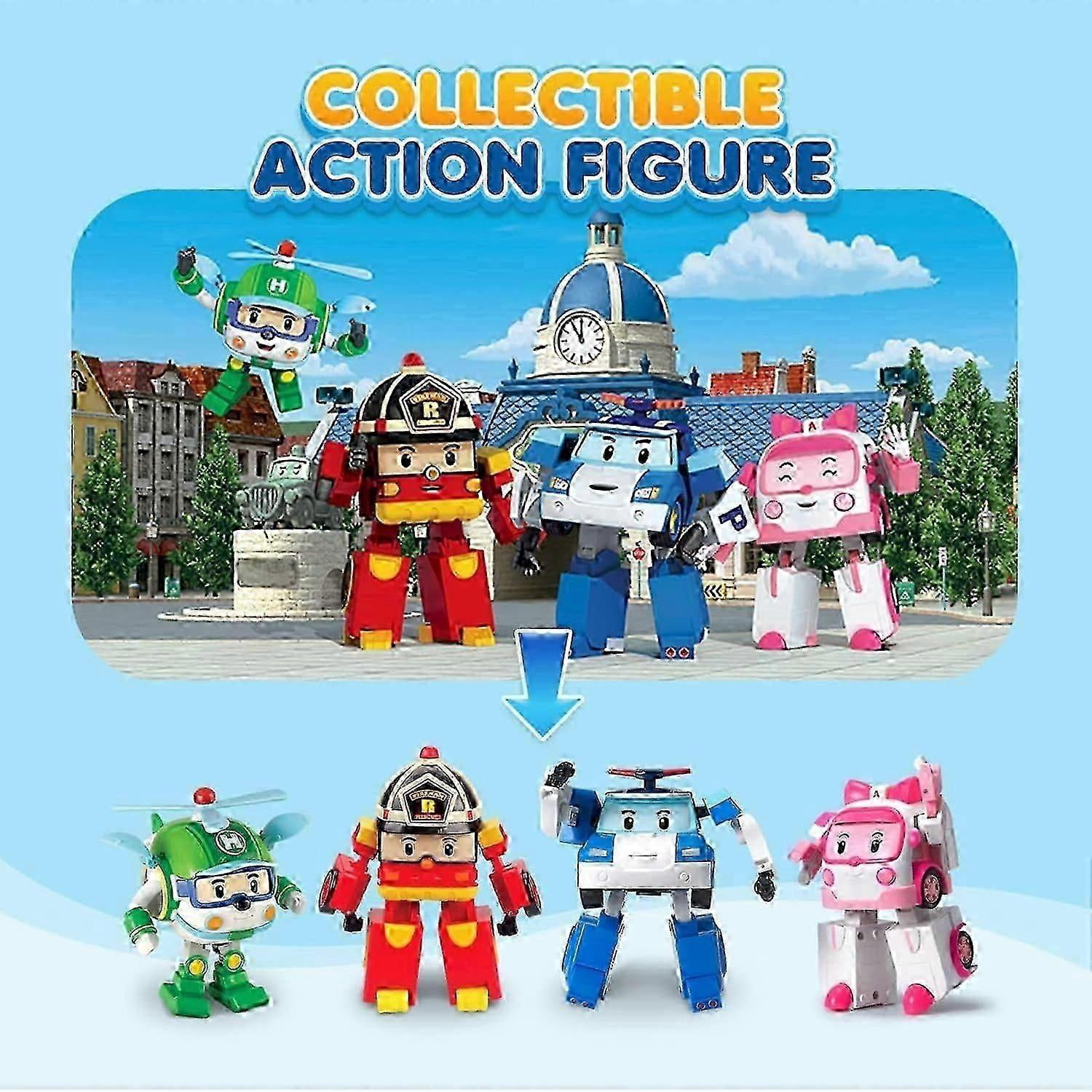 SBSG Robocar Poli 4 Pack Poli + Amber + Roy + Helly Transforming