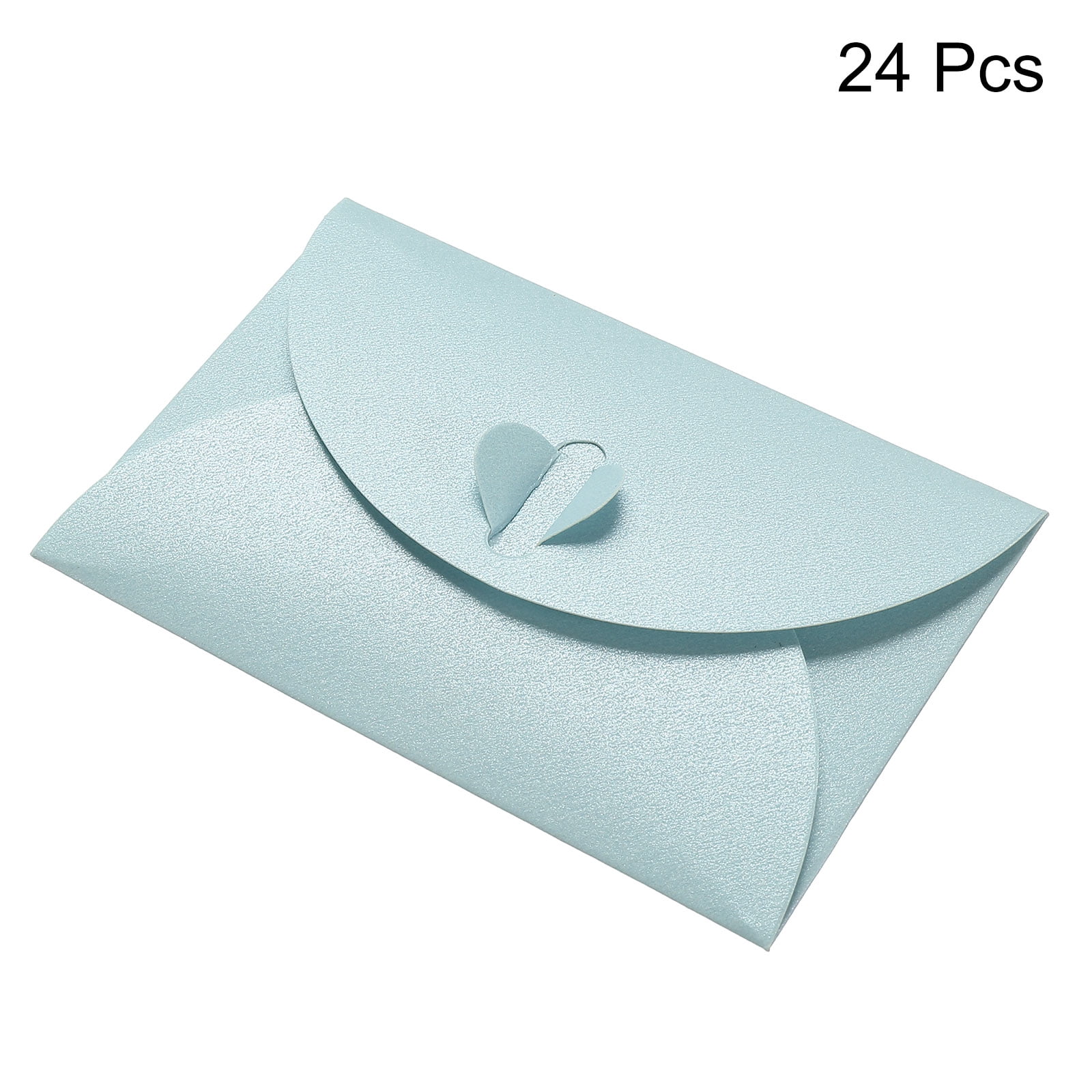 Unique Bargains Heart Clasp Tiny Items Storage Card Holder Mini Envelopes Light Blue