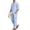 Blue, variant on Men's 2 Pieces Cotton Linen Set Long Sleeve Henley Shirts Casual Beach Pants With Pockets Summer Yoga Outfits