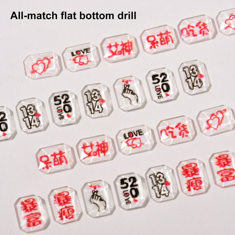 50Pcs/Pack Nail Resin Charms Chinese Character Pattern Creative DIY Crafts  Nail Art Decorations Jewelry for Women 