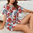 thumbnail image 6 of Bixox Women's Lilies Flowers Printed Pajama Set 2 Piece Lounge Set Top and Shorts Soft Pajamas, Shorts with Pockets, 6 of 7