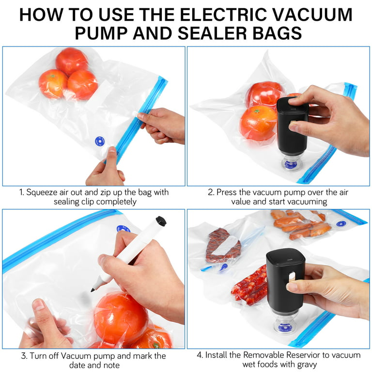 Vacuum Seal Bags Food Storage Container Electric Vaccum Pump Set Freezer Bag  US