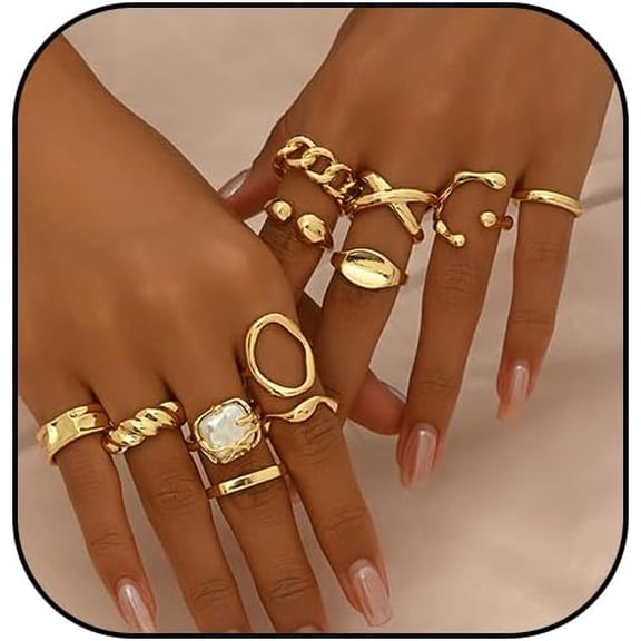 12 Piece Vintage Punk Ring Set for Women, Y2K Gothic Design, Geometric Fashion Jewellery Rings, Gift for Girlfriends, Matches Outfits & Party Accessories