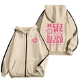 thumbnail image 2 of COMVALUE Cute Flower Hoodie for Woman Preppy Sweatshirts Trendy Puff Print Letter Graphic Hoodies Casual Pullover Tops (Beige, S), 2 of 6