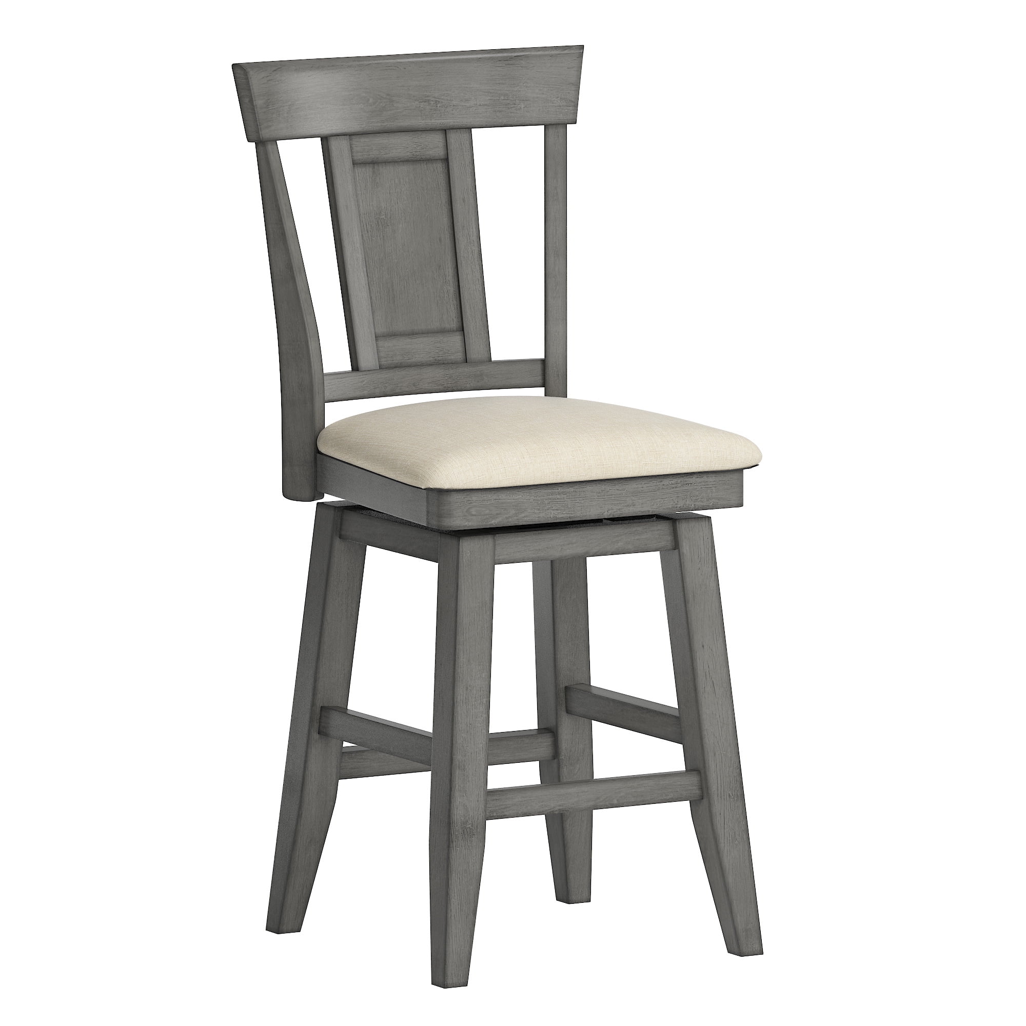 Weston Home Sheena Farmhouse Square Swivel Panel Back 24" Counter Height Stool, Antique Grey