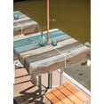 thumbnail image 2 of Outdoor Table Cloth with Umbrella Hole and Zipper, Farmhouse Blue Grey Brown Waterproof Square Tablecloth 54"x54", Vintage Ombre Wooden Washable Table Cover for Outside Party Patio Picnic, 2 of 8