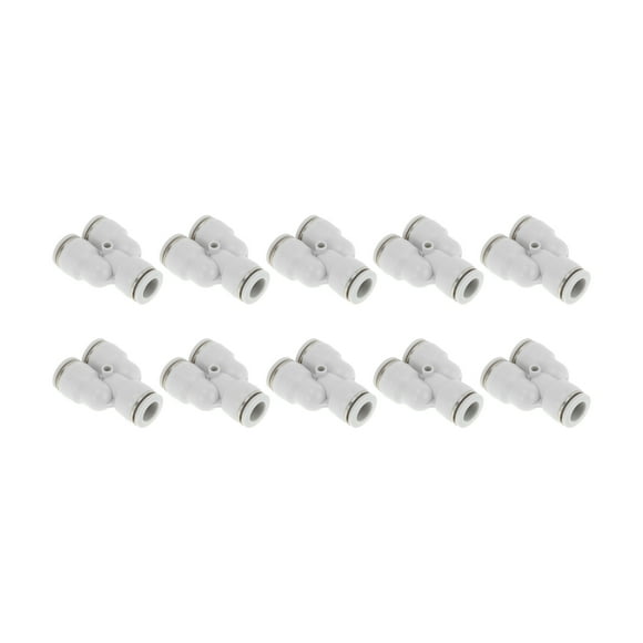 Unique Bargains Push to Connect Air Fittings 35/64" Y Type Air Line Quick Connector Plastic 10 Pcs White Silver Tone