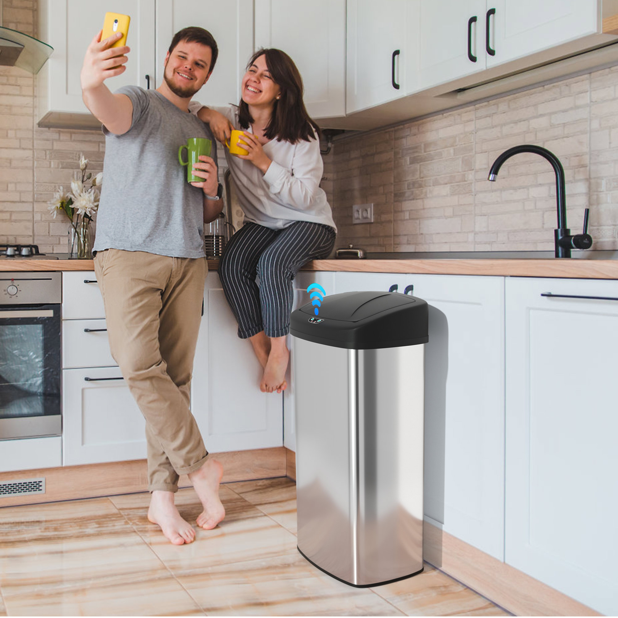 CL.HPAHKL 22 Gallons Automatic Sensor Stainless Steel Trash Can, Touchless Garbage Bin with Sensor Lid for Home, Kitchen & Office Waste Solution, 82L Large - Capacity, Silver