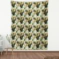 thumbnail image 4 of Ambesonne Exotic Fabric by the Yard Upholstery, Bird Flowers Tropical Design, 5 Yards, Marigold Green Eggshell, 4 of 5