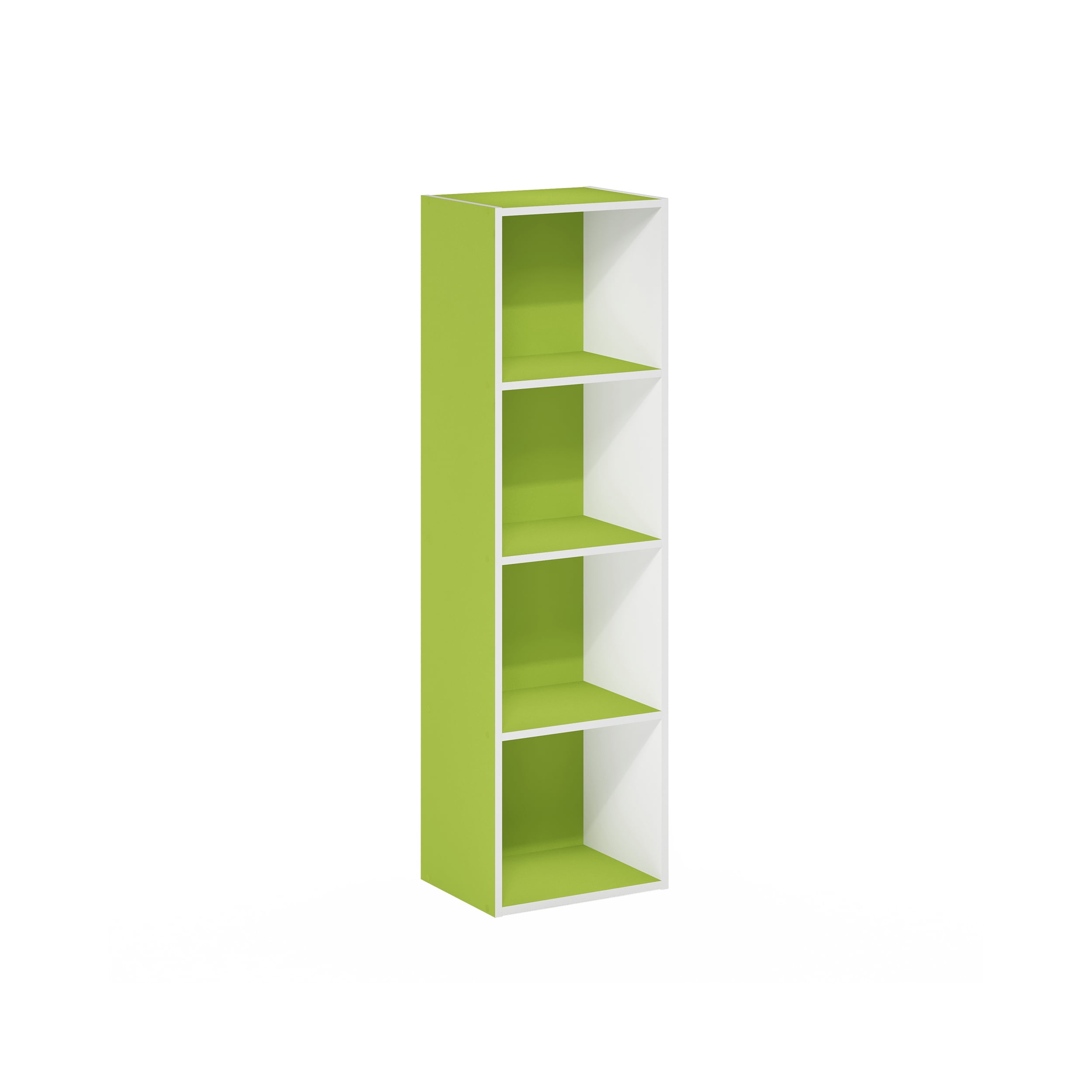 HOMLUX 9" x 12" x 42" Storage Shelf 4 Tier Cube Bookcase, Suitable for Small Space, White & Green