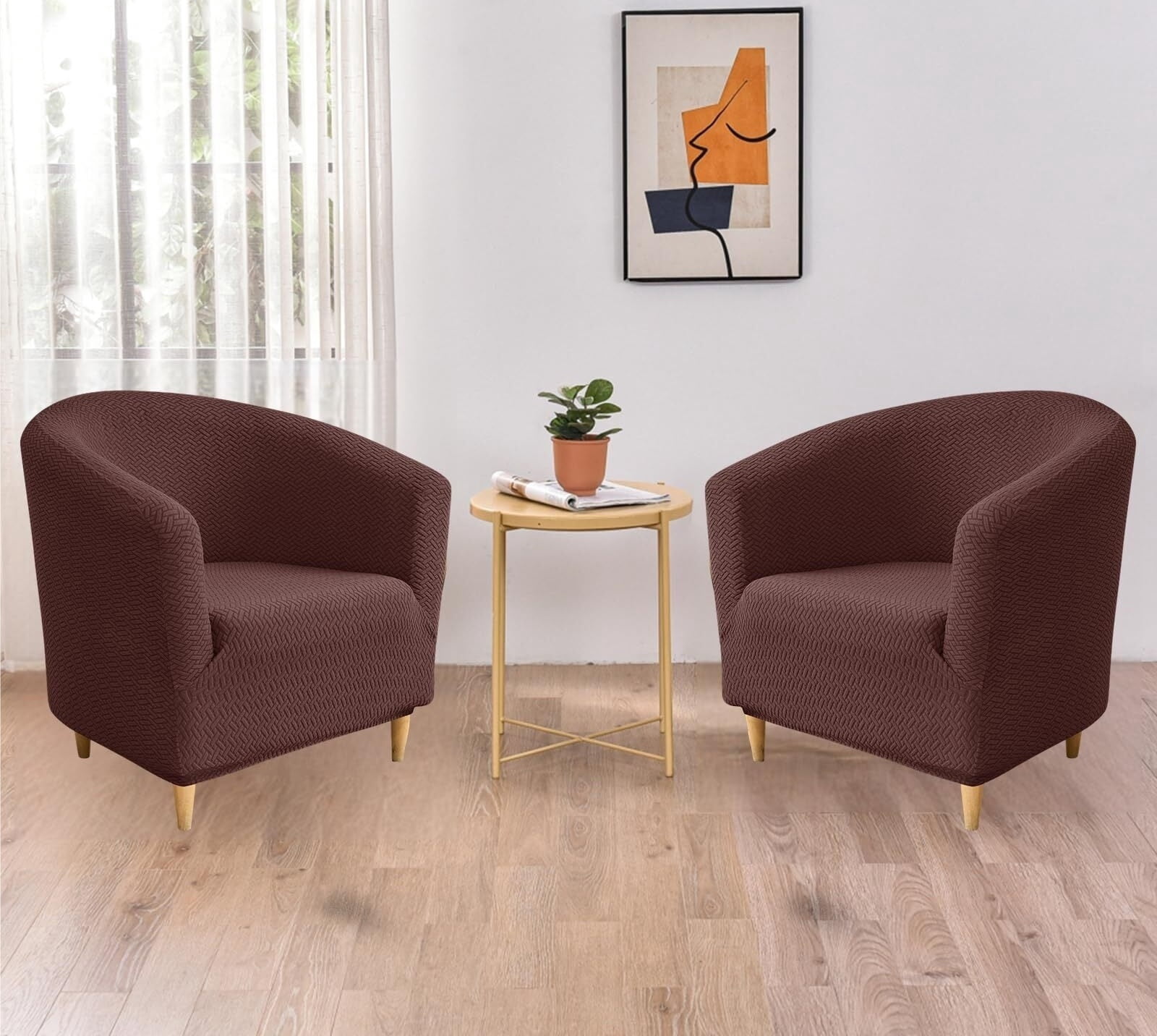 LKJYER Club Chair Slipcover Jacquard Barrel Chair Covers Stretch Tub Chair Slipcovers Soft Armchair Sofa Covers Removable Couch Cover Protector for Living Room Hotel Restaurant