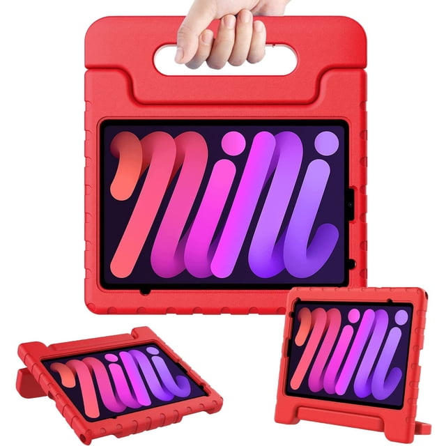 Paquete de Mica de Hidrogel y Funda Para Ipad Mini 6 / Mini 7 Roja